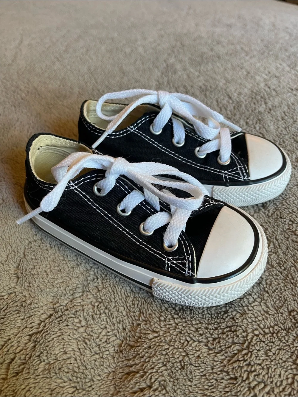 Converse Kids Black Canvas Low-Top Sneakers with White Laces